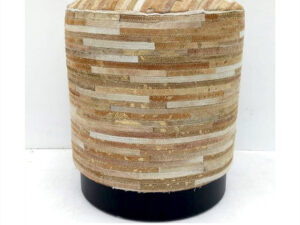 Handcrafted Leather Round Ottoman Pouf