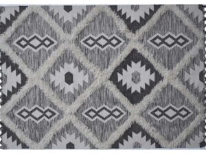 Handloom Grey Tribal Diamond Flat Weave Rug