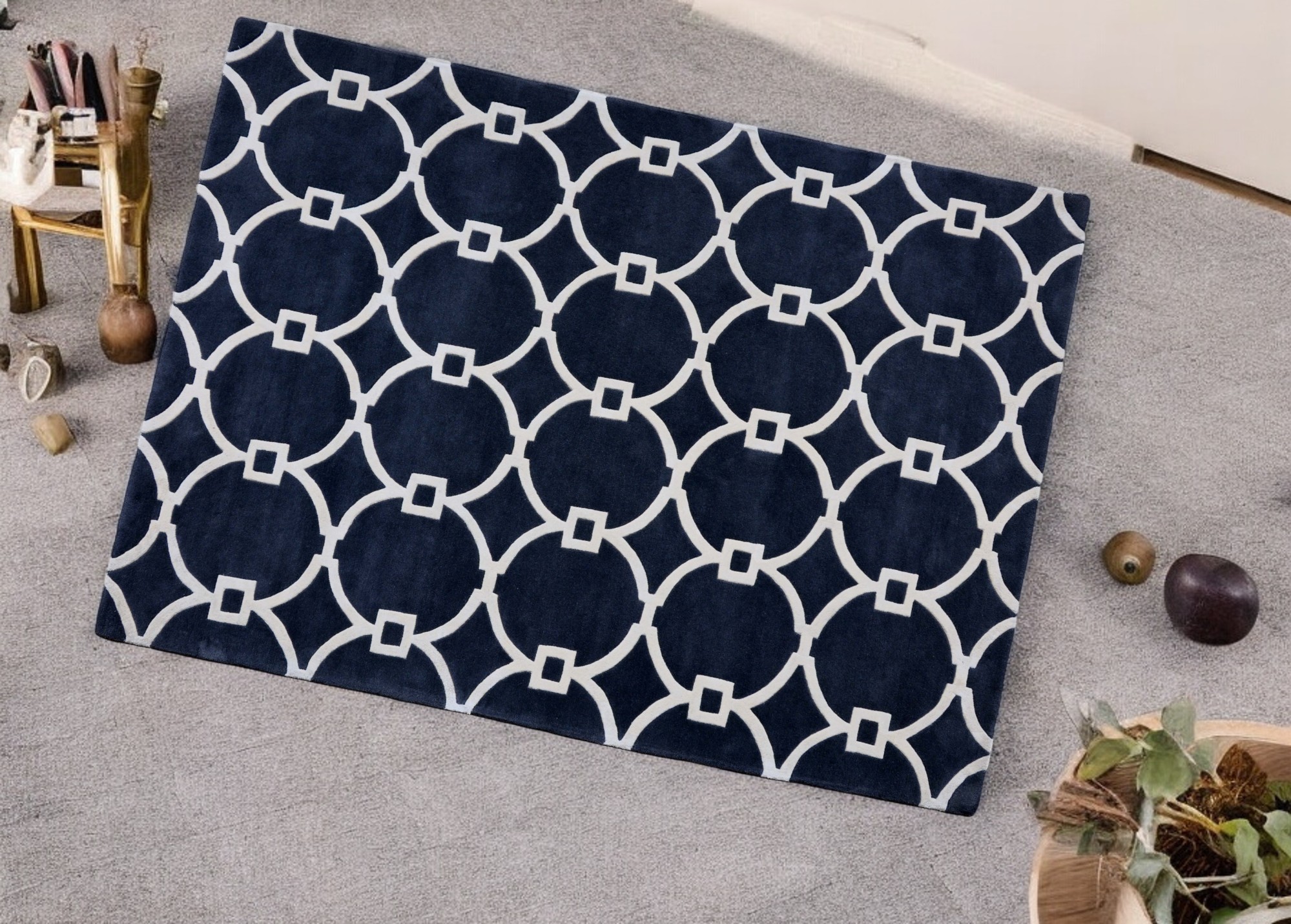 Modern Trellis Hand Tufted Rug