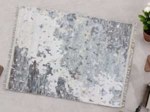 Luxury Hand-Knotted Grey Blue Floral Area Rug