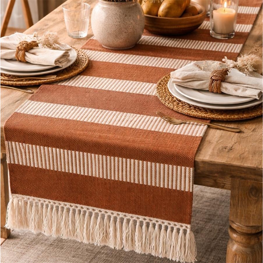 Cotton striped table runner