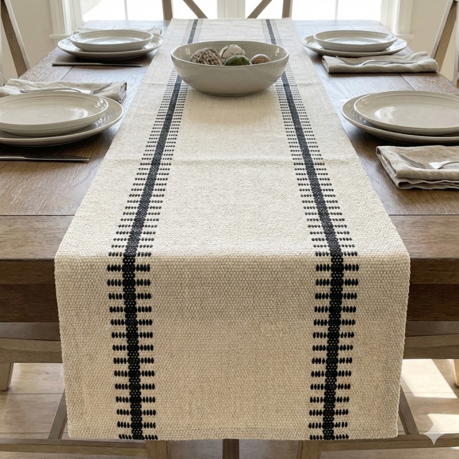 Black Stripe Table Runner