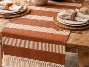 Cotton striped table runner