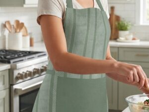 green striped apron