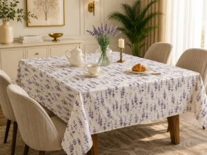 Lavender Floral Printed Tablecloth