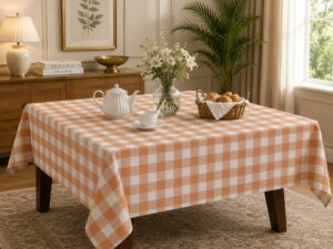 Orange Gingham Tablecloth