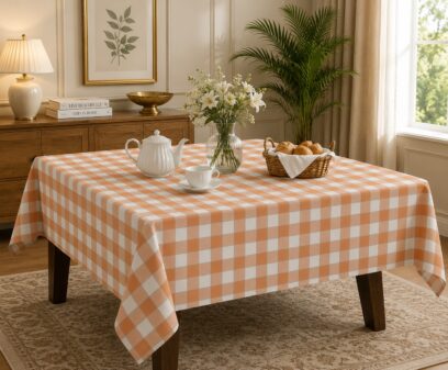 Orange Gingham Tablecloth