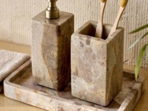 Natural Brown Marble Bathroom Accessories