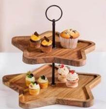 Rustic Acacia Wood Dessert Stand