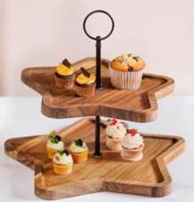 Rustic Acacia Wood Dessert Stand