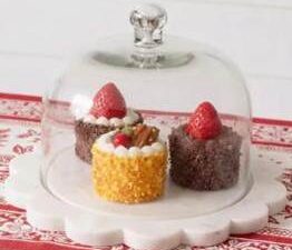 Marble Cake Stand with Glass Dome
