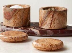 Luxury Natural Marble Salt & Pepper Cellar Set