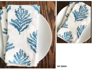 Ivory Blue Fern Table Napkins