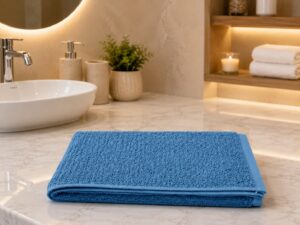 Soft blue cotton bath towel