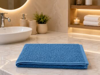Soft blue cotton bath towel