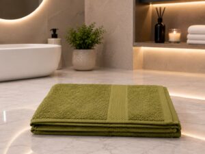 Sage Green Woven Border Bath Towel