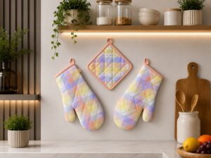Pastel Plaid Heat Resistant Oven Mitt & Pot Holder