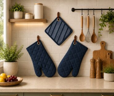 Navy Blue Oven Mitt & Pot Holder