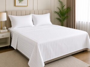 Luxury White Stripe King Size Bedsheet
