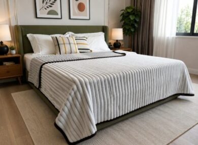 Premium White Ribbed Blanket